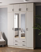 Шкаф Лагуна-016 с зеркалом с антресолью (Дуб крафт серый/Кашемир) 