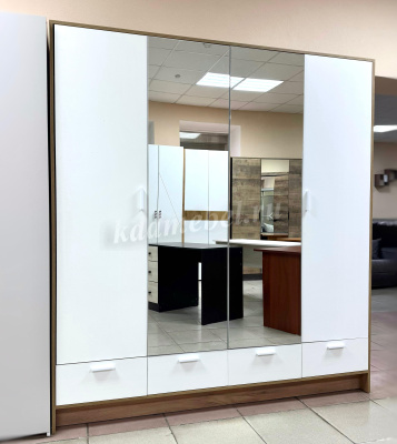 Шкаф распашной Ирис 4-х створчатый (Дуб крафт золото/Белый)