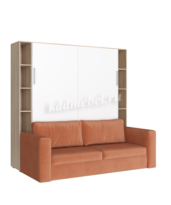 Комплект кровать-шкаф Трансформер ПЛЮС 1600*2000 (Дуб сонома светлый/Белый)