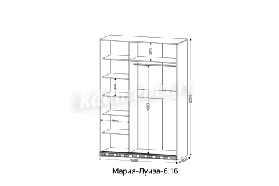 Шкаф-купе Мария-Луиза-6.16.1 с зеркалом (Бодега белая)