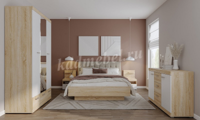 Кровать Соната КРС-1400 1.4 с подъемным механизмом (Дуб сонома/Велюр SAND)