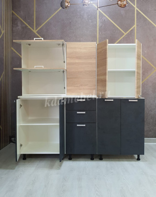 Кухня Бетоны 1,6 МДФ Белый (Дуб сонома/Бетон графит)