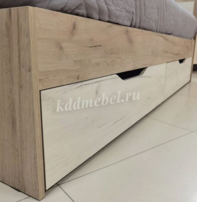 Кровать Гармония 1.4 с ящиками (Дуб крафт серый/Дуб крафт белый)