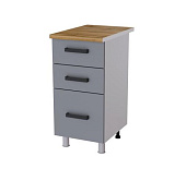 Шкаф нижний с 3 ящиками 4Р3 кухня Тоскана без столешницы (Белый/Дуб крафт золотой) 