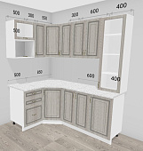 Кухня угловая Юлия 1,35*1,85 МДФ (Белый сандал) N