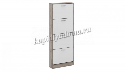 Тумба для обуви Империал 600 4-х дверная (Дуб крафт серый/Белый)