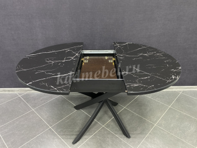 Стол обеденный раздвижной Арчи (Мрамор черный 074/Опоры черные)