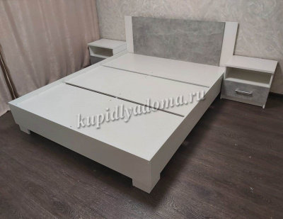 Кровать Аврора 1.6 (Белый/Ателье светлый)