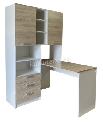 Стол компьютерный КС-04 (Белый/Дуб сонома) 