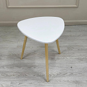 Стол журнальный Грета МДФ (Белый/Опора дерево)