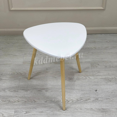 Стол журнальный Грета МДФ (Белый/Опора дерево)