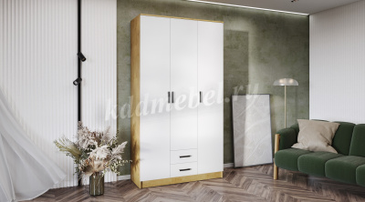 Шкаф Трио без зеркал (Дуб Вотан/Белый)