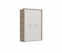 Шкаф Джулия 3-х дверный с порталом (Дуб крафт серый/Белый глянец)