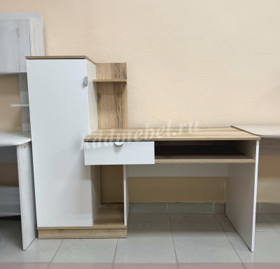 Стол компьютерный Юкки 1500 (Дуб делано/Белый шагрень)