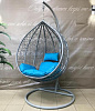 Кресло подвесное большое Кокон F-03 (Светло-серый ротанг/Голубая подушка)