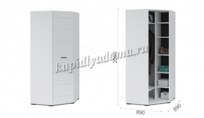 Шкаф угловой Спальня Йорк (Белый жемчуг/Белый глянец)