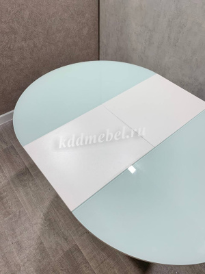 Стол обеденный раздвижной с фотопечатью Элип-1 (Белый/Подстолье конус белый)