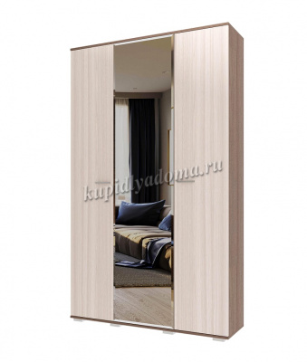 Шкаф трехстворчатый с зеркалом Италия (Ясень шимо темный/Ясень шимо светлый)