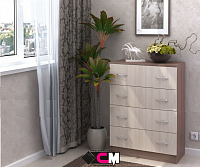 Комод Басса КМ-554 4 ящика (Ясень шимо темный/Ясень шимо светлый)