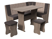 Кухонный уголок Гамма тип 2 ткань (Дуб сонома трюфель/Коричневый/Бежевый)