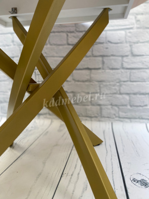 Стол обеденный раздвижной Арчи (Мрамор 691/Опоры золотоые)