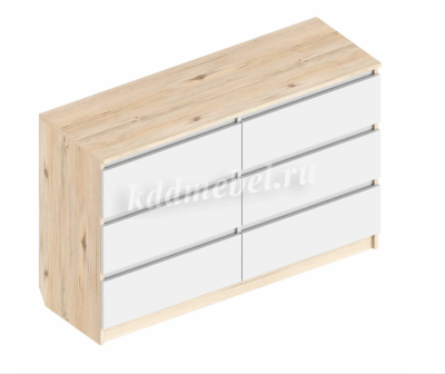 Комод Велес 6 ящиков 1400 (Гаскон пайн/Белый лофт)