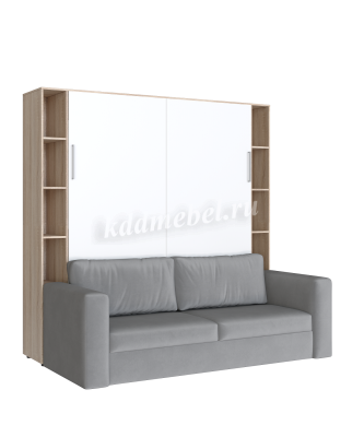 Комплект кровать-шкаф Трансформер ПЛЮС 1600*2000 (Дуб сонома светлый/Белый)