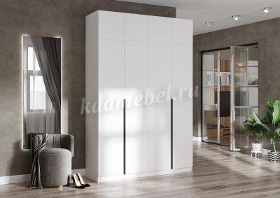 Шкаф Лион 4х створчатый с антресолью (Белый)