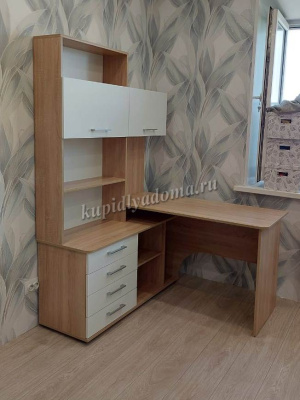 Стол компьютерный угловой с надставкой Гарвард левый 130*120 (Дуб сонома/Белый)