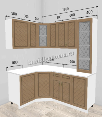 Кухня угловая Модена 1,35*1,85 МДФ (Кофе)