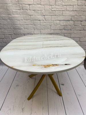 Стол обеденный раздвижной Арчи (Мрамор 691/Опоры золотоые)