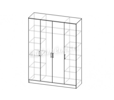 Шкаф распашной Нарус 4-х створчатый с зеркалом (Венге/Дуб белфорт)