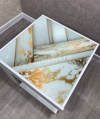 Стол журнальный Куб с фотопечатью (Белый/2732)