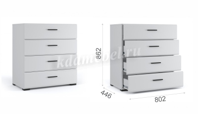 Комод Йорк 4 ящика (Белый жемчуг/Белый глянец)