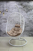 Кресло подвесное Кокон F-09 (Белый ротанг/Бежевая подушка)