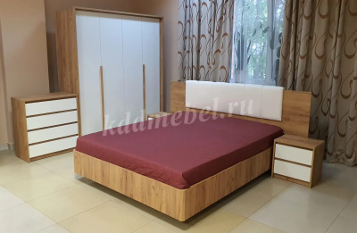 Тумба прикроватная 2 ящика Мишель (Дуб крафт золотой/Белый жемчуг)