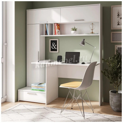 Стол письменный с надстройкой Крафт (Белый)