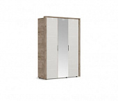 Шкаф Джулия 3-х дверный с 1 зеркалом с порталом (Дуб крафт серый/Белый глянец)