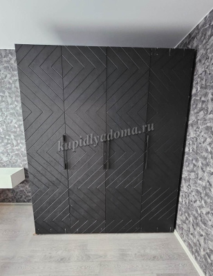 Шкаф 4-х створчатый Копенгаген (Венге/Черный матовый)