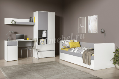 Стол письменный Торонто 12.149 (Белый шагрень/Стальной серый)