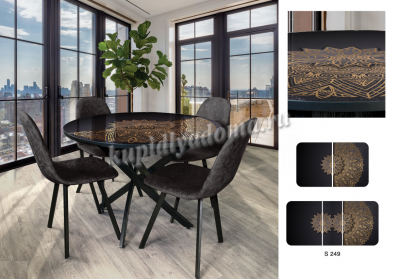 Стол обеденный раскладной Норд-4 (Опора Черный муар/Столешница Фотопечать S-249)