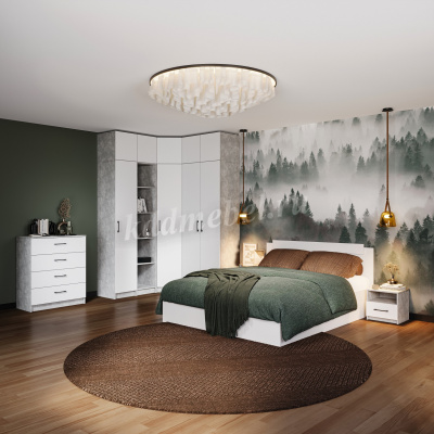 Тумба прикроватная Чикаго (2 шт) (Ателье светлый/Белый)