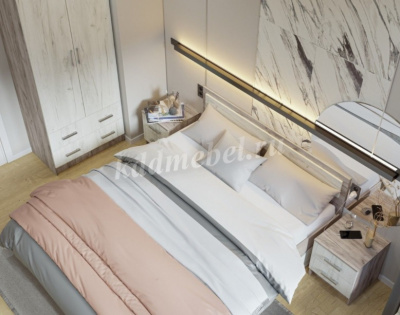 Кровать Гармония 1.4 с ящиками (Дуб крафт серый/Дуб крафт белый)