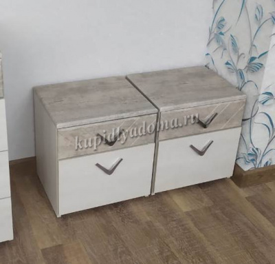 Тумба прикроватная Амели 13.78 (Шёлковый камень/Бетон Чикаго бежевый)