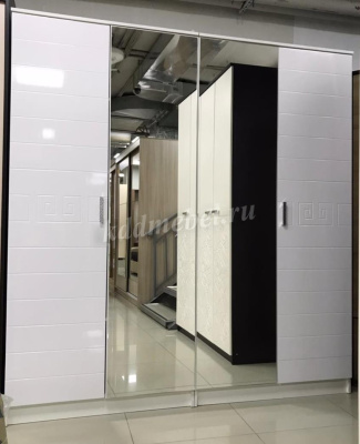 Шкаф Афина 4-х створчатый (Белый/Белый глянец)