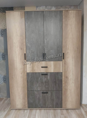 Шкаф распашной Нельсон-3 (Дуб каньон/Железный камень)