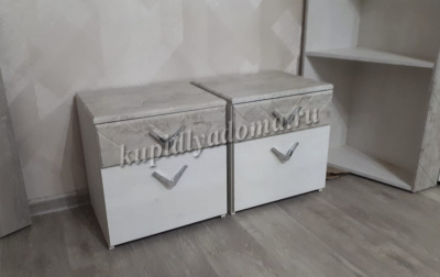 Тумба прикроватная Амели 13.78 (Шёлковый камень/Бетон Чикаго бежевый)