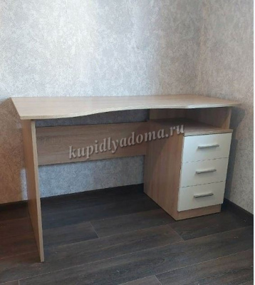 Стол письменный эргономик Гарвард 130 3 ящика левый (Дуб сонома/Белый)