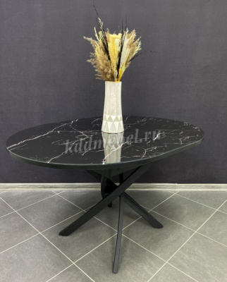 Стол обеденный раздвижной Арчи (Мрамор черный 074/Опоры черные)