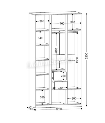 Шкаф распашной Дели-3 3-х створчатый (Винтерберг/Черный)
